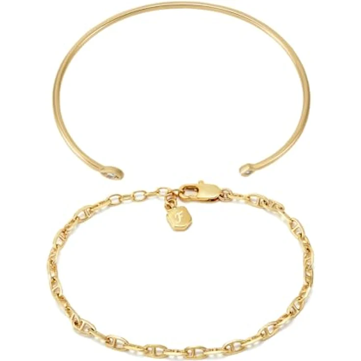 FOSSIL Damen Messing Multi Style Armband Set, goldfarbenes Metall mit Karabinerverschluss – Bild 1
