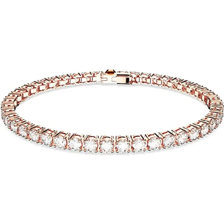 Swarovski Matrix Tennis, Rosé Vergoldetes Armkettchen mit Klaren Swarovski Kristallen