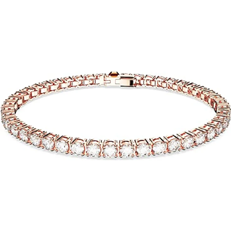 Swarovski Matrix Tennis, Rosé Vergoldetes Armkettchen mit Klaren Swarovski Kristallen – Bild 1