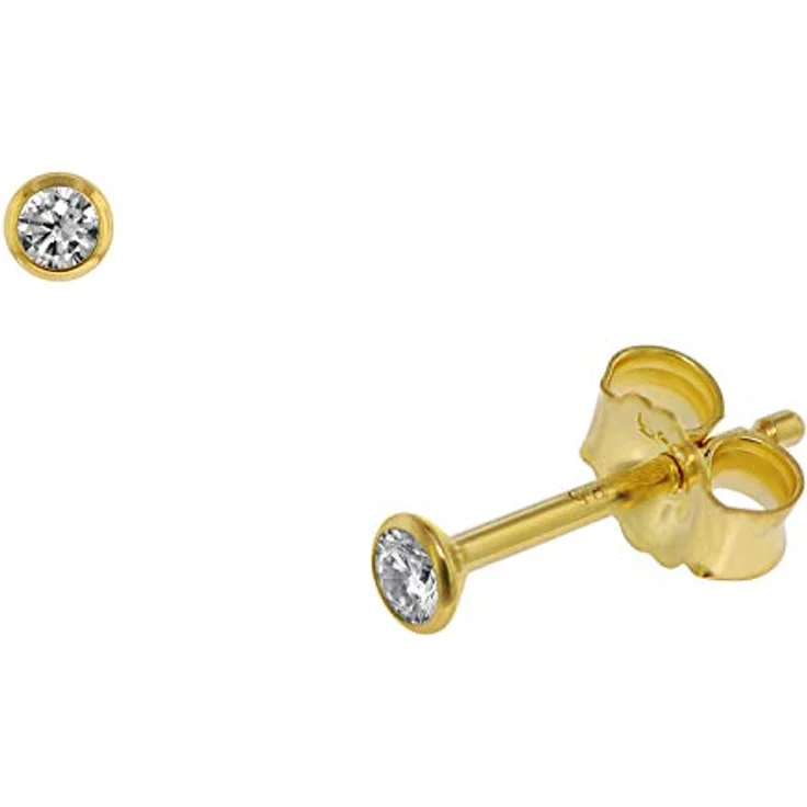 trendor Ohrstecker 585 Gold (14 Kt) mit Zirkonia, 2,5 mm, für Damen und Herren, Geschenkidee in Schmuck-Box – Bild 2