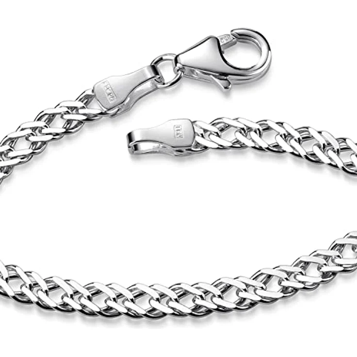 Materia Damen Armband Silber 925, Panzerkette 3,9mm, 18cm, in hochwertiger Schmuckbox – Bild 3