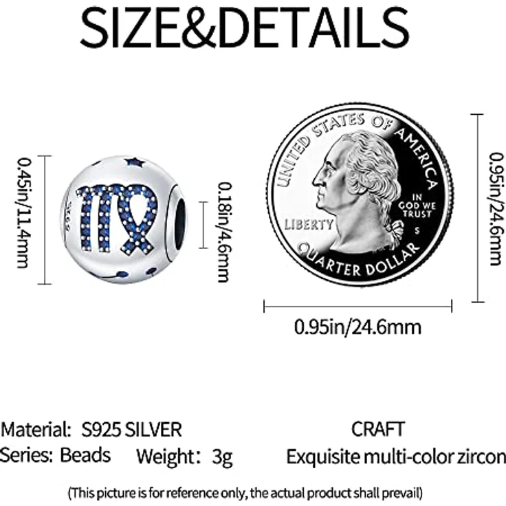 TINSLO Damen Charm Anhänger Sternzeichen, 925 Sterling Silber Charms Beads für Pandora Armband, kompatibel mit europäischen Armbändern und Halsketten, 12 Sternbilder – Bild 4