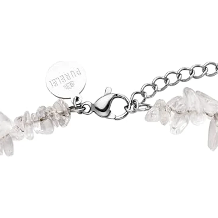 Purelei Crystal Wave Kette mit Keshi-Perlen und Bergkristallen, 18K vergoldet, verstellbar 40-45 cm, Silber – Bild 2