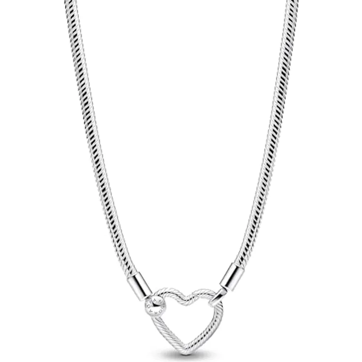 Pandora Silberkette 393377C00-45, Damen-Collier aus 925 Silber, 3 mm Stärke, 45 cm Länge, Herz-Verschluss