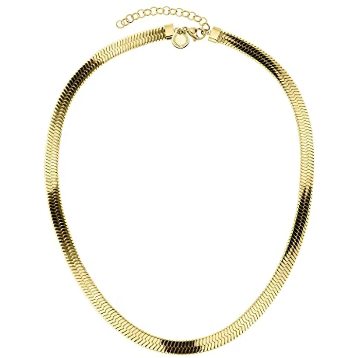 LIEBESKIND Extra breite Sleek Chain, Damen-Halskette aus Edelstahl IP Gold, 45 cm mit Karabinerverschluss – Bild 2
