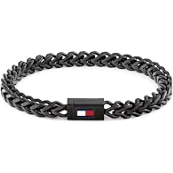 Tommy Hilfiger Jewelry Gliederarmband für Herren aus schwarzem Edelstahl, mit magnetischem Verschluss und ikonischer Flagge - 19 cm, 6 mm Kettenbreite – Bild 1