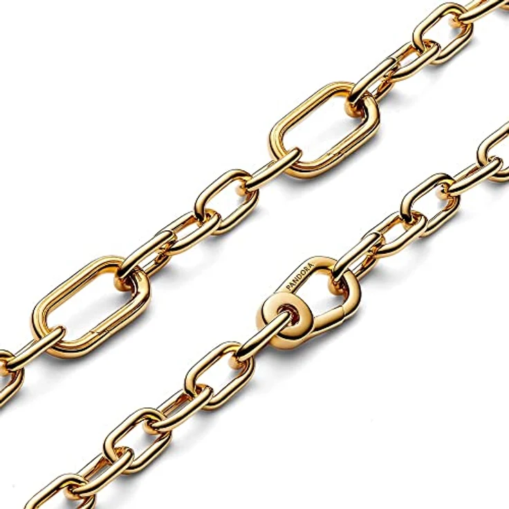 PANDORA ME Kettenarmband 17,5cm aus 14 Karat vergoldeter Metalllegierung mit gerillten Connectors und Karabinerverschluss, für Pandora ME Kollektion, 569662C00-3 – Bild 3