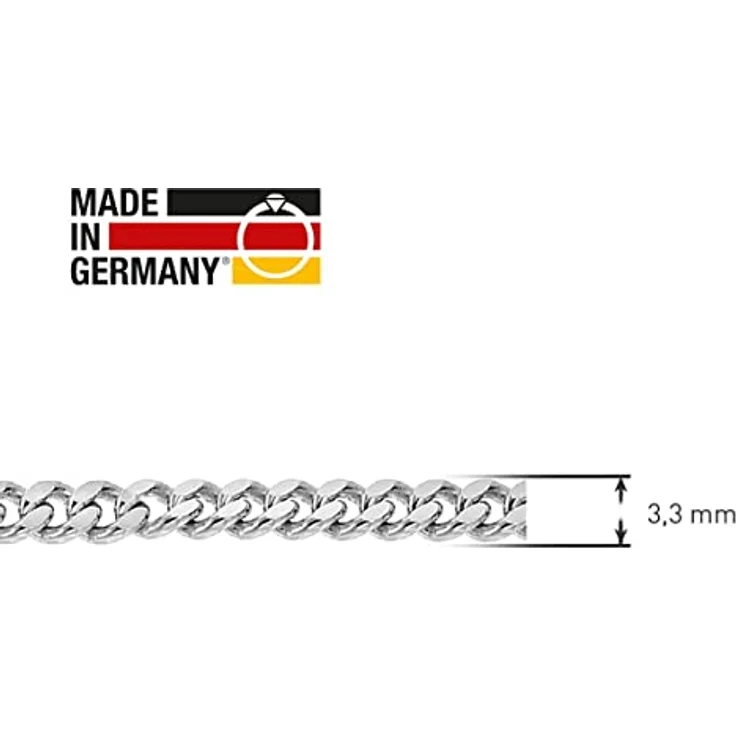 trendor Herren-Halskette Silber 925 Flachpanzer, 3,3 mm breit, aus echtem Sterlingsilber, 50 cm, mit Karabiner-Verschluss, modischer Halsschmuck, ideale Geschenkidee – Bild 4