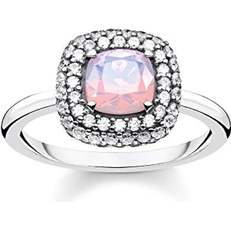 Thomas Sabo Damenring TR2287-347-7-52, 925er Sterlingsilber, Ringgröße 52, trendiges Design mit Glaselementen