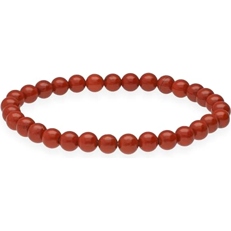 Lebensquelle Plus Kugelarmband | Edelsteinarmband aus Jaspis, rot, 6 mm Perlen, dehnbar, inkl. Edelsteinkarte – Bild 1