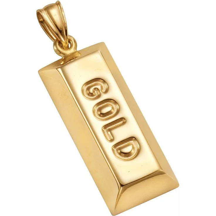 Firetti Gold 333 Kettenanhänger Barren, Halsschmuck für Damen und Herren, auffälliges Design mit "Gold"-Aufschrift