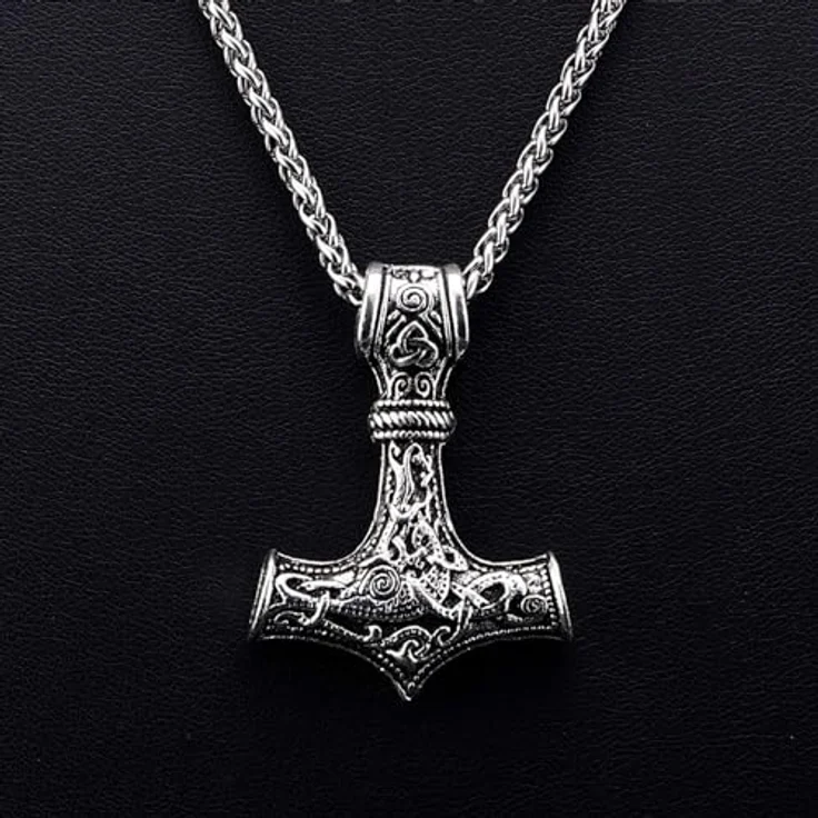 Manqyi Thor Hammer Anhänger, Wikinger Kette für Herren, Keltischer Knoten, 60cm Edelstahlkette, hochwertig und robust – Bild 5