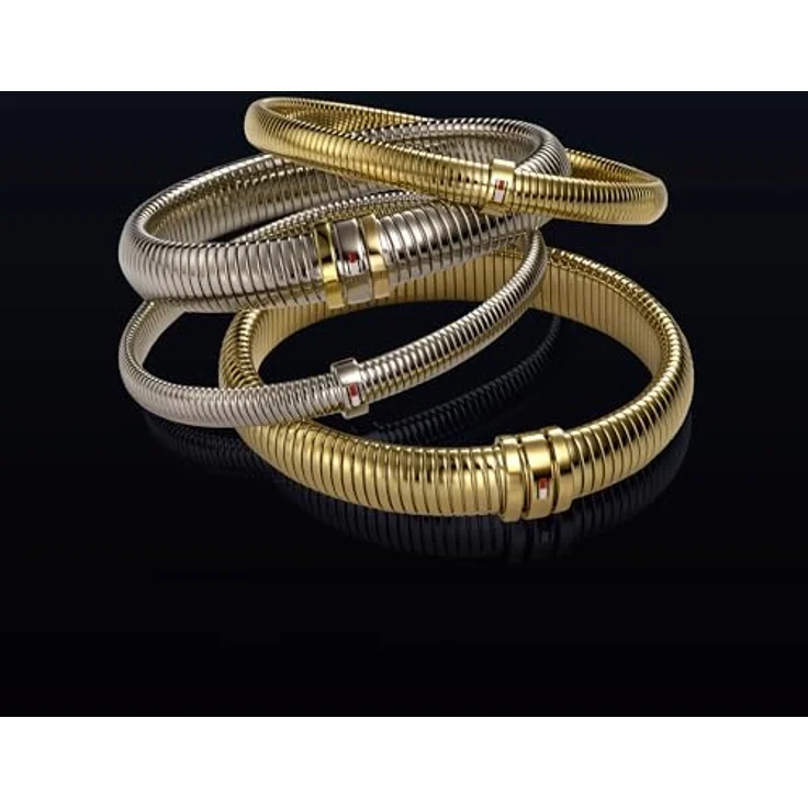 Tommy Hilfiger Jewelry Dehnbarer Armreif für Damen aus Edelstahl, erhältlich in Silber, Gold, Roségold oder Bicolor – Elastisches Design mit emaillierter Flagge, Länge 16,5 cm, Breite 0,6 cm – Bild 4
