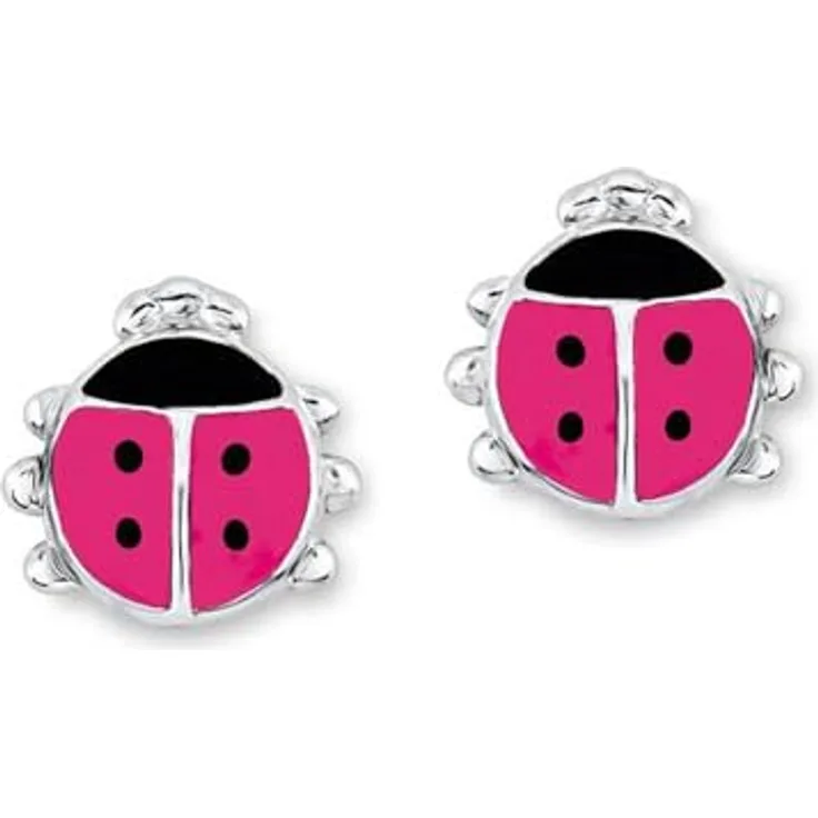 Prinzessin Lillifee Paar Ohrstecker Marienkäfer, pink und schwarz, mit Emaille