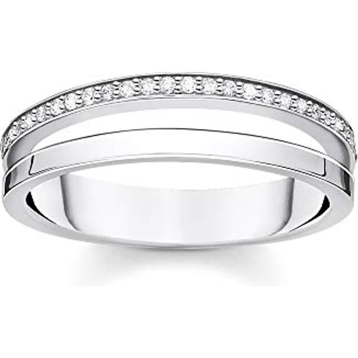 THOMAS SABO Damen-Ring TR2316-051-14-54, doppeltreihig mit weißen Steinen aus 925 Sterling Silber