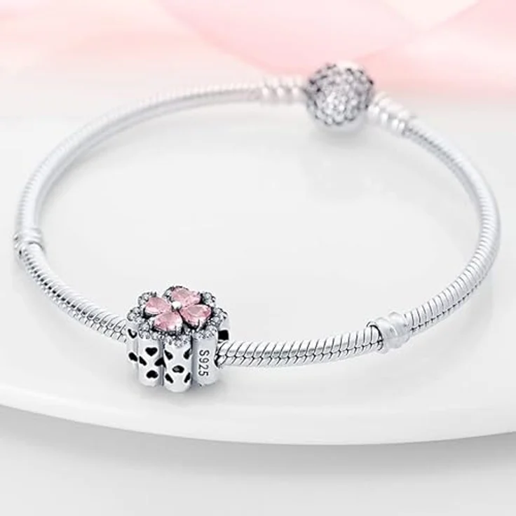 TINSLO Charm Anhänger Damen 925 Sterling Silber, Zirkonia-Steine für Armband und Halskette, passend für Pandora und europäische Armbänder, B11 – Bild 3