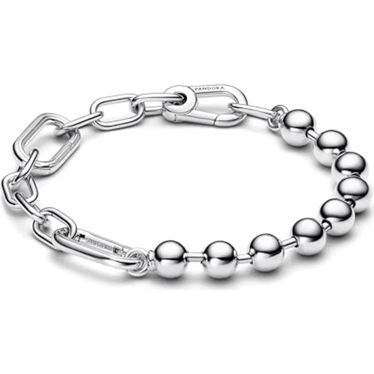 PANDORA ME Metallperlen & Gliederkettenarmband aus Sterling Silber, Größe 17cm, kompatibel mit ME Kollektion, 592793C00-3