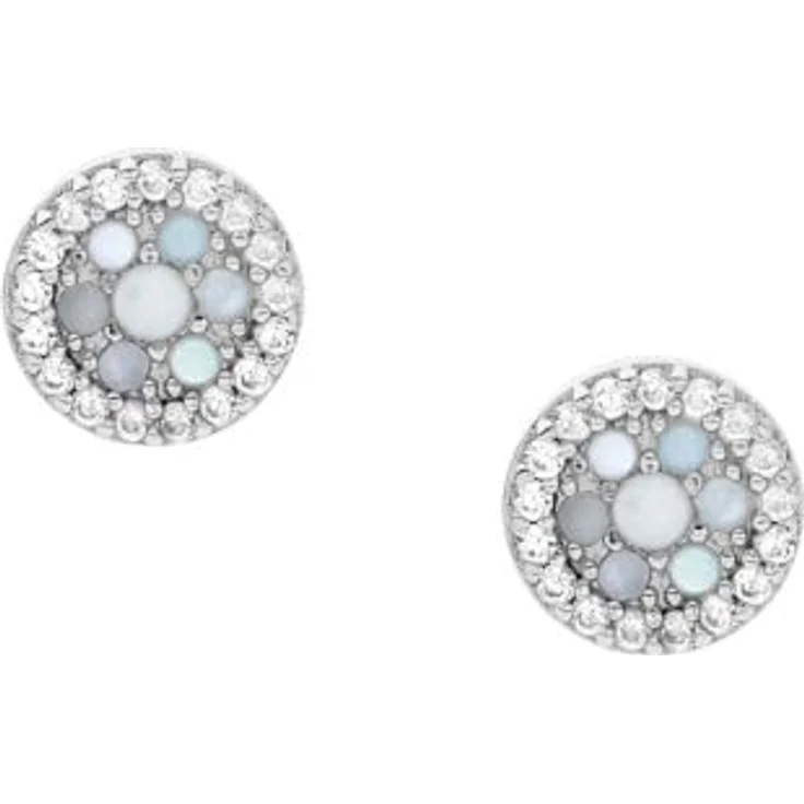 Fossil Ohrringe JFS00518040, runde Ohrstecker aus Sterlingsilber mit Perlmutt, Länge: 7.2 x 1.3 mm – Bild 1