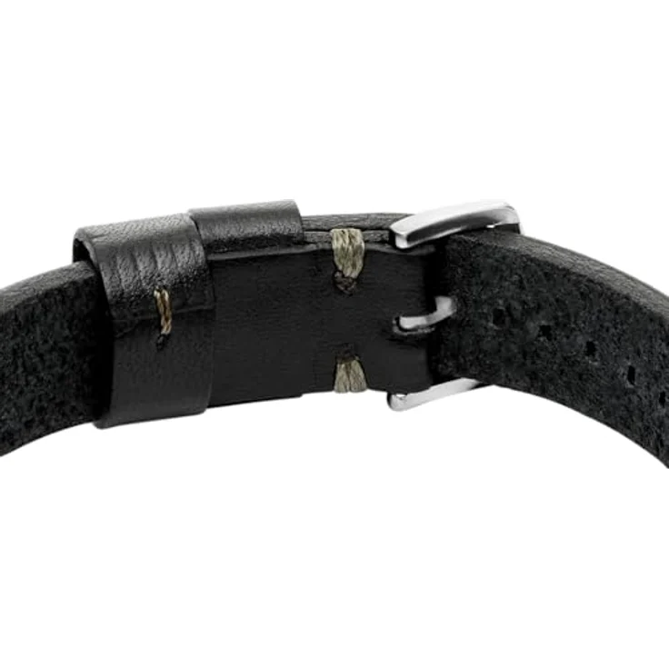 Fossil Machine Herren Armband, Schwarzes Leder mit sicherer Dornschließe, Länge 25 cm, Breite 2,2 cm – Bild 4