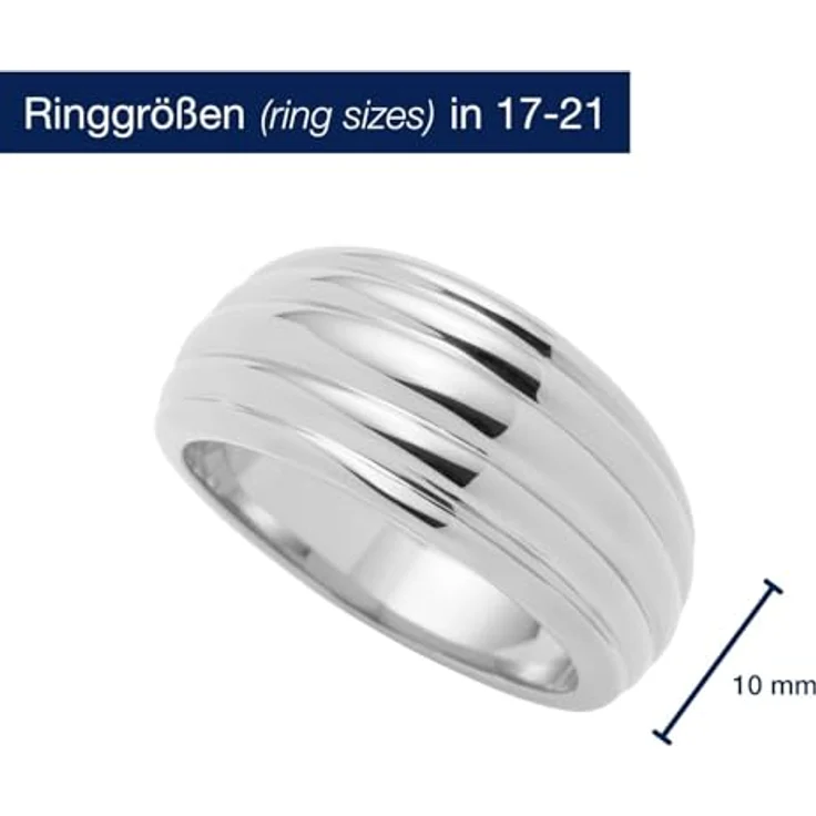 JEWELS BY LEONARDO Ring Elisabeth, Band-Ring in silberfarbenem Edelstahl, Größe 20 (63), mit umlaufenden Linien und verjüngender Form, Schmuck Geschenk für Frauen – Bild 2