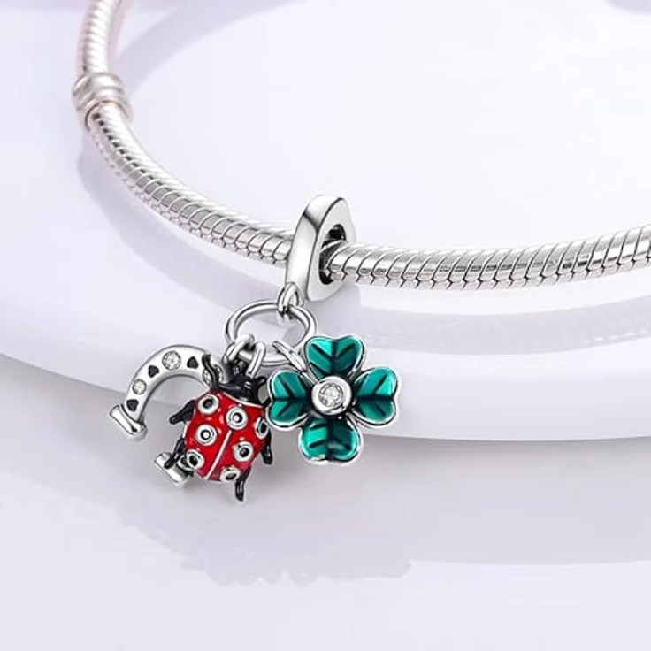 TINSLO Charm Anhänger 925 Sterling Silber, Zirkonia-Steine, kompatibel mit Pandora Armband und Halskette für Frauen und Mädchen – Bild 2