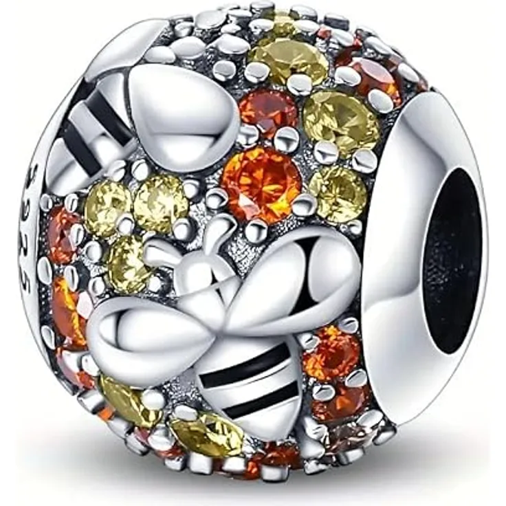 ChenYuTe 925 Sterling Silber Charms, Dangle Anhänger mit 5A-Zirkonia, kompatibel mit Pandora und europäischen Armbändern, für Frauen