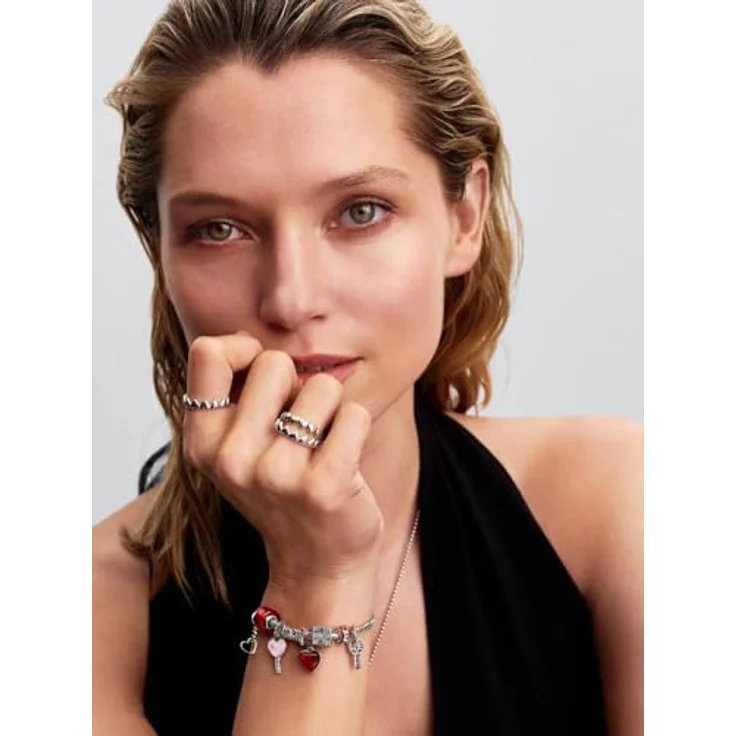 PANDORA Moments Rotes Murano-Glas Herz Doppel-Charm-Anhänger aus Sterling Silber mit künstlichem Kristall und Gravur „YOU ARE MY SOULMATE“, kompatibel mit ME und Moments, 794429C01 – Bild 5