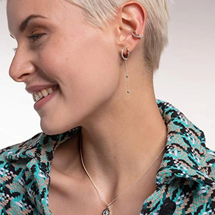 Thomas Sabo Einzel Creole, 925 Sterlingsilber mit weißen Steinen, Clipverschluss – Bild 3