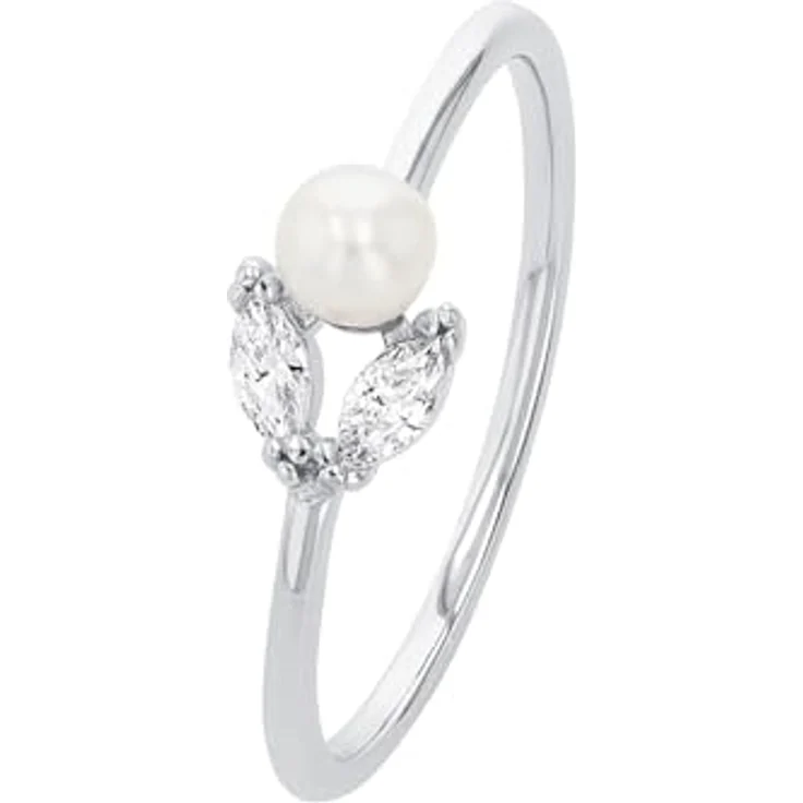 Amor Damen Ring 925 Sterling Silber mit Zirkonia und Süßwasserzuchtperle, ca. 6 mm, in Schmuck Geschenk Box – Bild 2