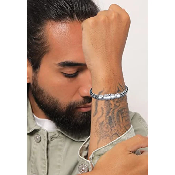 Kuzzoi Silberarmband Herrenarmband aus massivem 925er Sterling Silber, Breite 7 mm, Länge 23 cm, Buddha Design mit Kastenverschluss – Bild 4