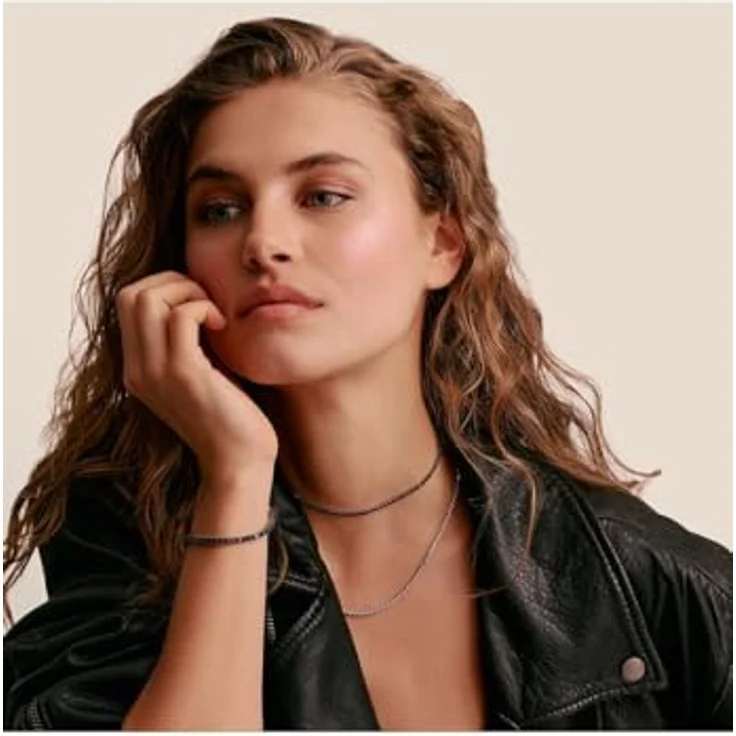 THOMAS SABO Damen-Halskette Silber mit Zirkonia, 42 cm, Schwarz, Modell 32032255 – Bild 3