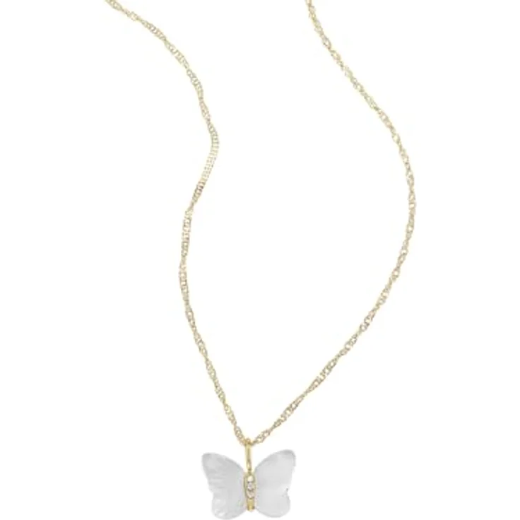 FOSSIL Damen Edelstahl Schmetterlings-Anhänger Halskette, goldfarben mit Karabinerverschluss, poliertes Finish – Bild 4