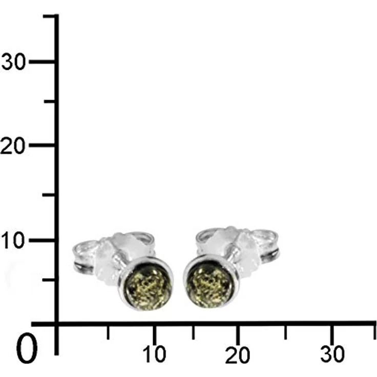 OSTSEE-SCHMUCK Ohrstecker Classic 4 mm, Silber 925 mit grünlichem Bernstein, 2-tlg. – Bild 2