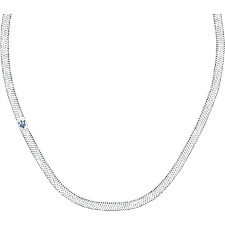 Maserati Iconic Herren Halskette, Stahl mit blauem IP-Beschichtung, 55 cm mit Clip-Verschluss