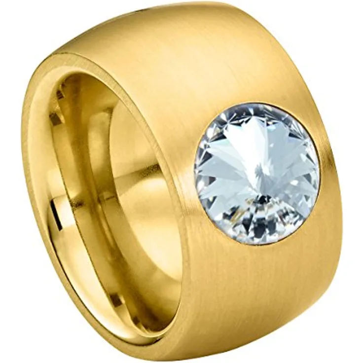 Heideman Damen-Ring Coma 14, vergoldeter Edelstahlring mit Zirkonia, Größe 50 (15.9), gold
