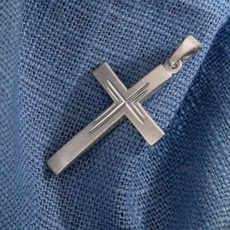 trendor Kreuz-Anhänger für Herren 925 Silber, seidenmatt, 24 x 16 mm, rhodiniert, made in Germany – Bild 3