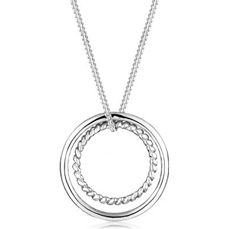 Elli Halskette Damen, Geo Basic Trend mit Kreis Ring Symbol, 925 Sterling Silber, 80 cm lang, Handgefertigt, Anlaufgeschützt – Bild 1