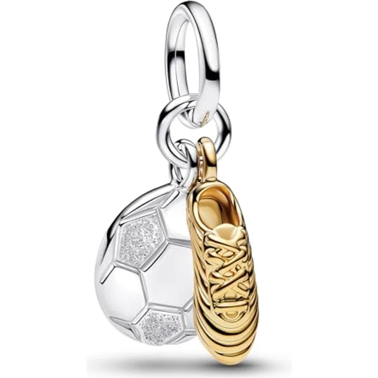 PANDORA Moments Fußballschuh Doppelter Charm-Anhänger, Sterling Silber mit 14k vergoldeter Metalllegierung, kompatibel mit ME und Moments, 764712C00 – Bild 1