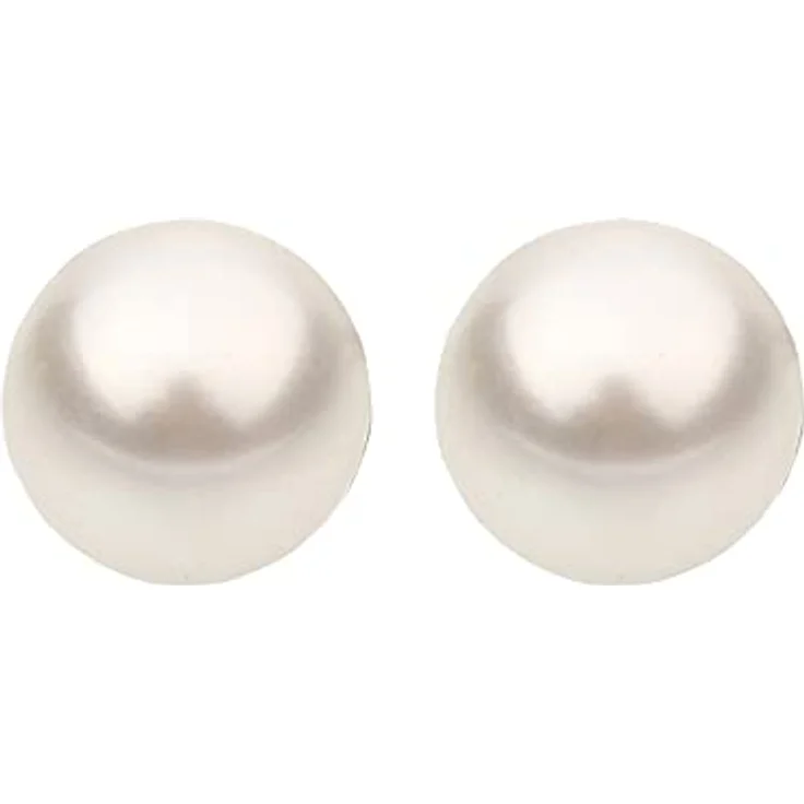 Nenalina Ohrstecker, 925 Silber Damen Ohrringe mit 8 mm weißen Glasperlen, eleganter Perlenschmuck für Frauen – Bild 2
