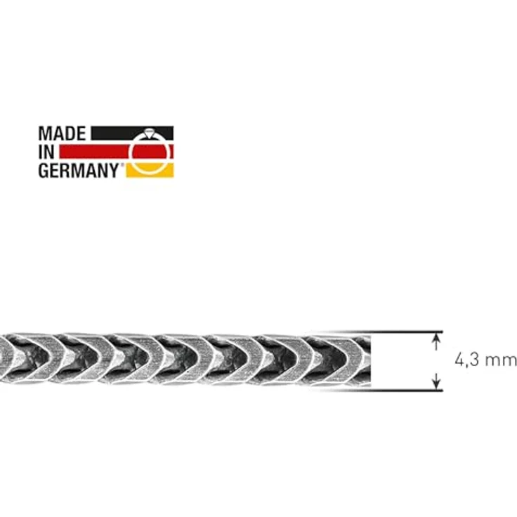 trendor Herren-Halskette 925 Silber Oxydiert Fuchsschwanzkette 4,3 mm, 50 cm, Made in Germany, mit Karabiner-Verschluss, inkl. Geschenkpackung und Mikrofaser-Pflegetuch – Bild 4