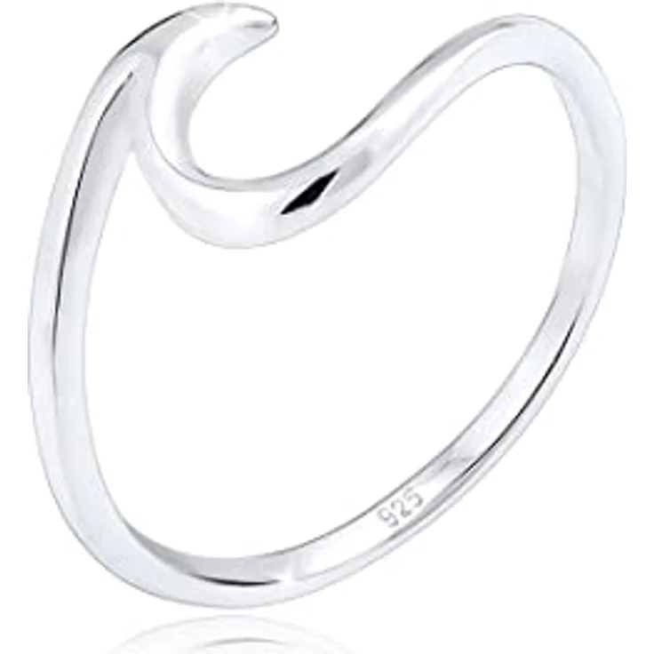 Elli Ring Damen Welle Strand Maritim, 925 Sterling Silber, handgefertigt und anlaufgeschützt – Bild 1