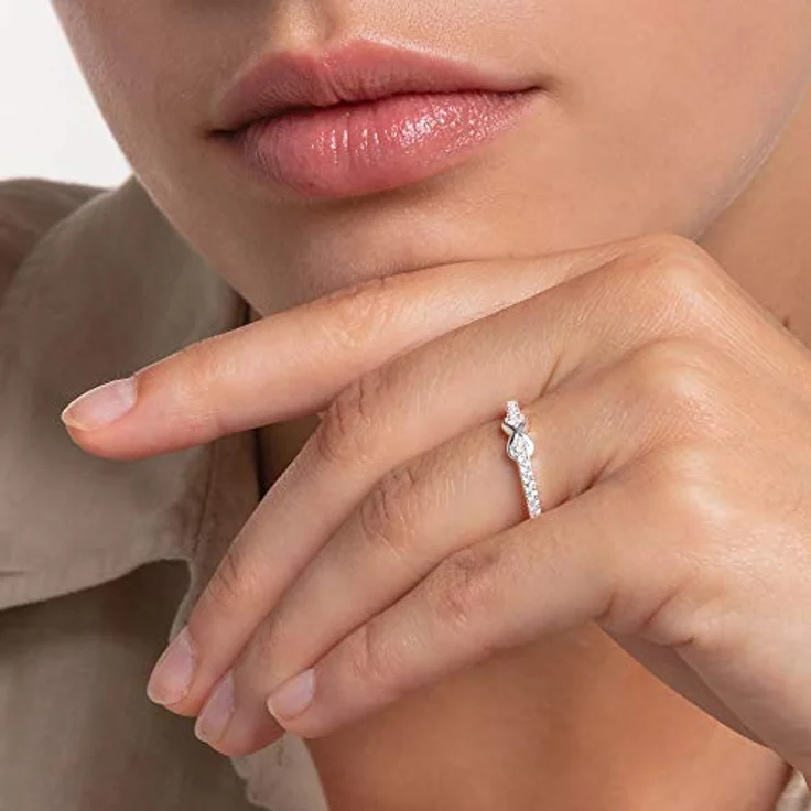 THOMAS SABO Ring Infinity, Damenring aus 925 Sterling Silber mit weißen Steinen, TR2322-051-14-56 – Bild 3