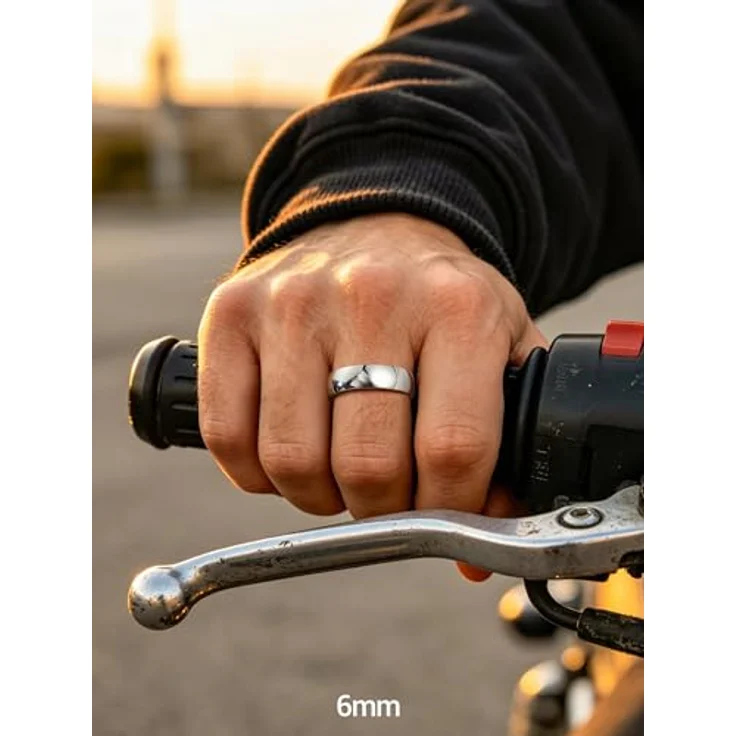 PROSTEEL Damen Bandring Edelstahl 6mm, Größe 52, hochglanzpoliert, Modeschmuck für Freundschafts- und Verlobungsringe – Bild 5