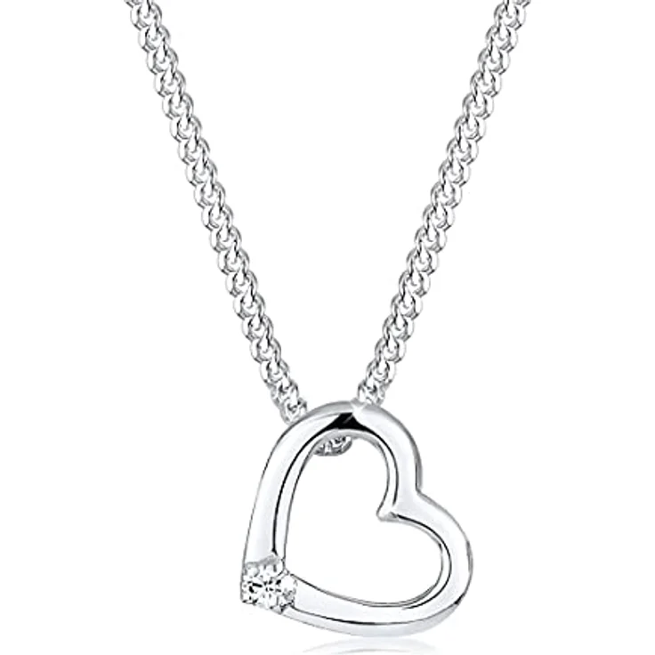 Elli Halskette Damen Herz Anhänger mit Glaskristall, 925 Sterling Silber, handgearbeitet, anlaufgeschützt – Bild 1