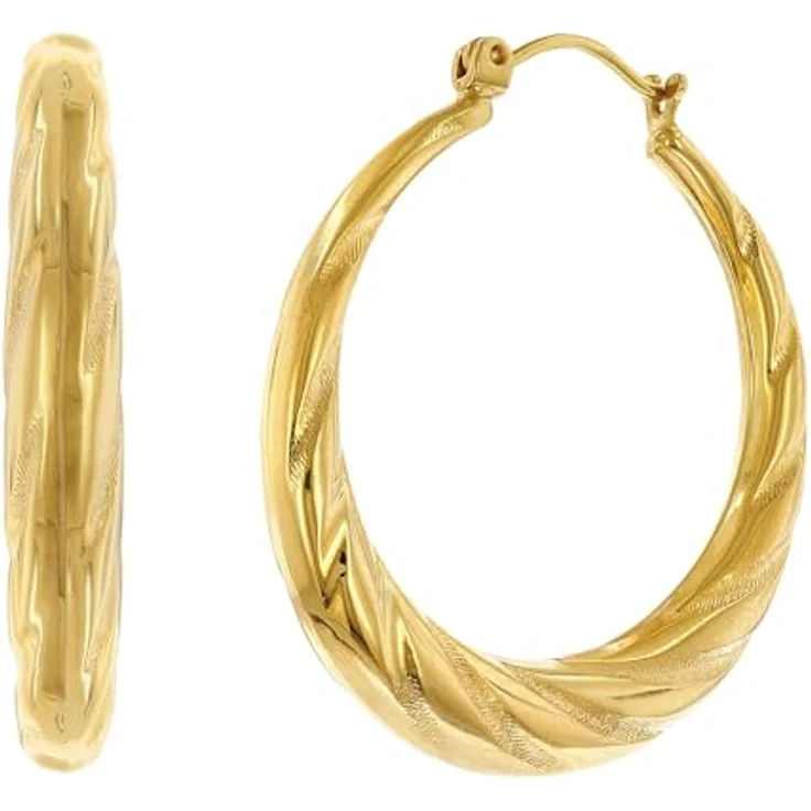 trendor Damen-Ohrringe Gold 333 / 8K Creolen Ø 30 mm, eleganter Ohrschmuck mit klappbarem Verschluss, zeitlose Geschenkidee, Geschenkpackung inkl. Mikrofaser-Pflegetuch, 68050 – Bild 1