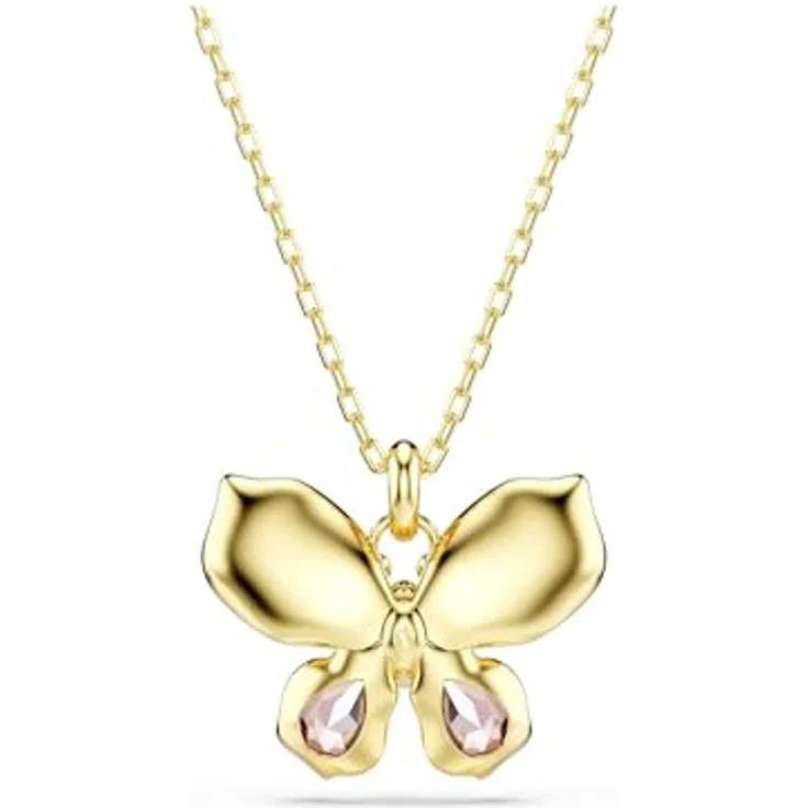 Swarovski Idyllia Anhänger, Mehrfarbige, Vergoldete Damenhalskette mit Schmetterling-Anhänger aus Kristallen, Länge: 42-49 cm – Bild 4