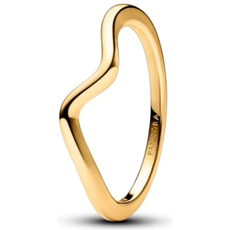 PANDORA Timeless Polierte Welle Ring, vergoldete Metalllegierung, Größe 54, geschwungene Form für stilvolles Stapeln – Bild 1