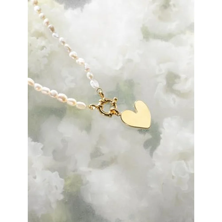 Purelei Pearl Charm Halskette – Elegante Kette mit Süßwasserperlen und Charm-Öse, Edelstahl 18K vergoldet (Gold) – Bild 5