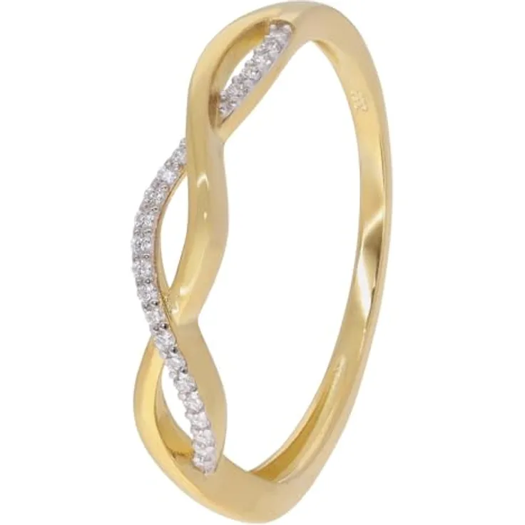 GLIZZ Damenring 333 Gold (8 Karat) Zirkonia-Ring im Flechtdesign, Ringgröße 54/17,2, elegantes Accessoire für Damen
