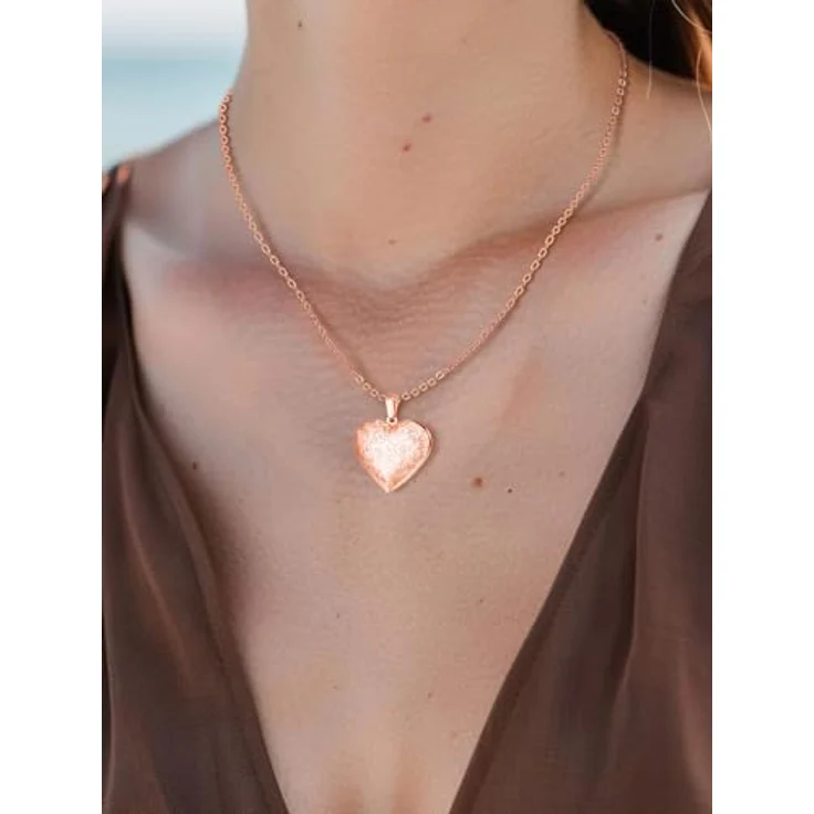 U7 Herzkette Anhänger zum Öffnen, Rosegold Vintage Medaillon mit Blumenmuster für Damen, 50–55 cm einstellbare Kettenlänge, für Bilder und Erinnerungen – Bild 4
